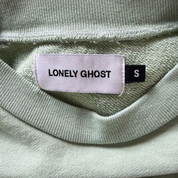 Lonely Ghost Crewneck Sweatshirt Pullover, Light Green, Small - Picture 4 of 4